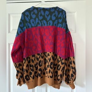 Farm Rio Colorful Leopard Print Women's Sweater